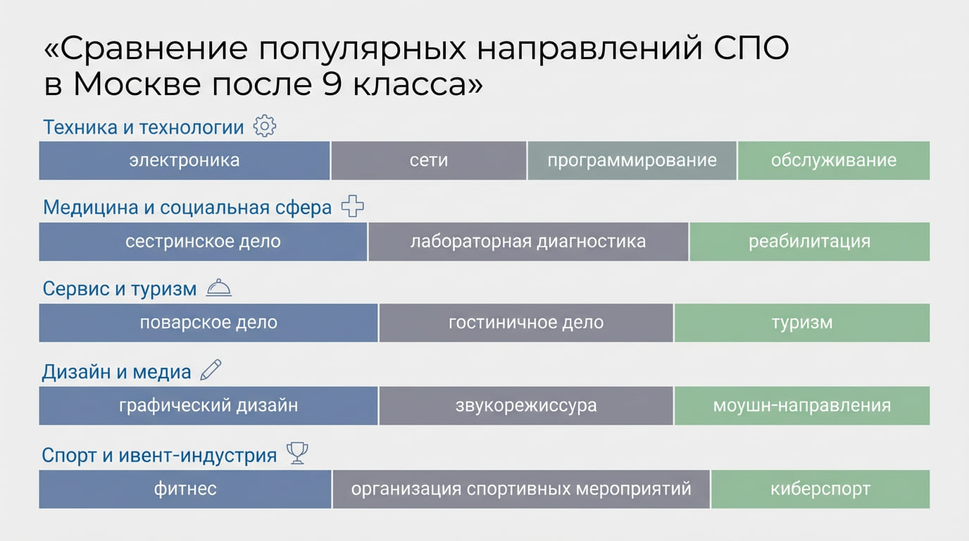 Сравнение популярных направлений СПО
